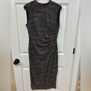 Anne Klein Black and Brown Swirl Midi Dress